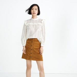 Madewell Eyelet Mockneck Ruffle Top
